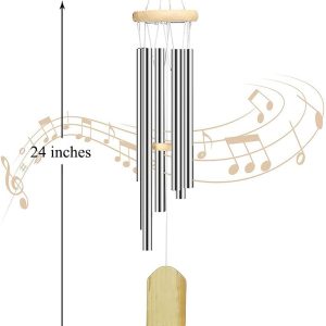 producer to buyer outdoor wind chime, wind chimes bells 6 metal tubes windchime for garden, yard, patio, home decoration and gift, silver color (white wind chimes) discounted pricing