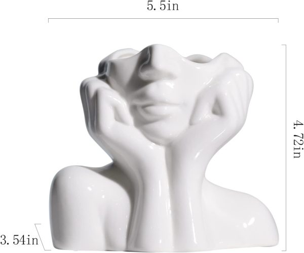 oem/odm services brownlove ceramic face vase white flower vase for decor female form face vase art vase modern decorative vase centerpiece for table shelf living room office bedroom small affordable bulk deals