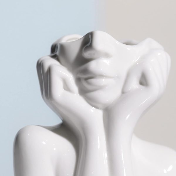 oem/odm services brownlove ceramic face vase white flower vase for decor female form face vase art vase modern decorative vase centerpiece for table shelf living room office bedroom small affordable bulk deals