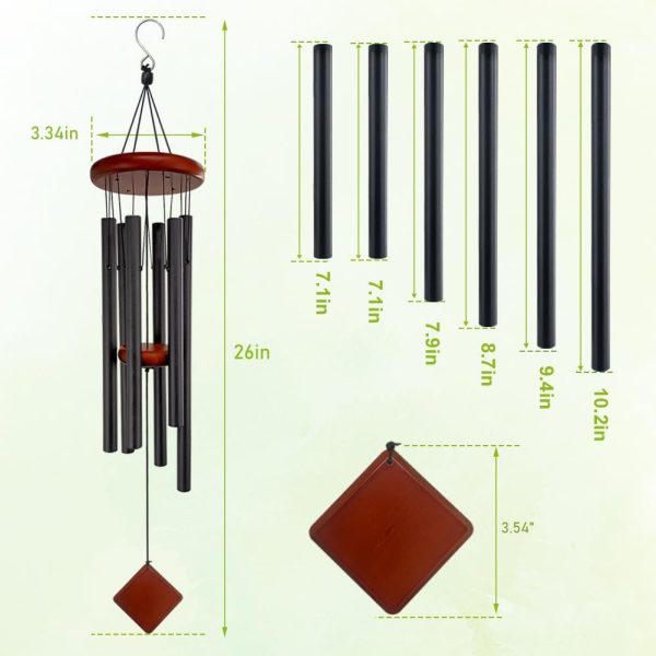producer to buyer small wind chimes for outside, wind chimes outdoor with 6 tuned tubes, memorial wind chimes for garden, patio and home discounted pricing