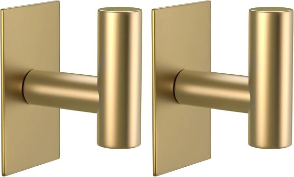 competitive pricing vaehold wall towel hooks, heavy duty sticky holder waterproof towel hooks for hanging coat, clothes, closet hook wall mount for kitchen (gold, adhesive 2 pack) one-stop wholesale