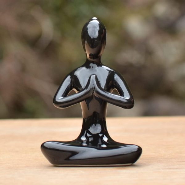 dropship from factory owmell lot of 4 meditation yoga pose statue figurine ceramic yoga figure set decor - black mass production supply