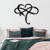 factory direct aoolvy infinity heart wall decor, unique infinity heart metal art wall decor love sign steel wall plaques bedroom ornaments for home wedding decor, room living room decoration (black, 23.6x20.6inch) volume discount