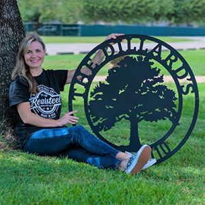 factory direct personalized metal wall art - custom oak tree yard sign, last name wall decor for home, durable steel, weatherproof, perfect personalized gift for garden, patio, porch – made in the usa volume discount