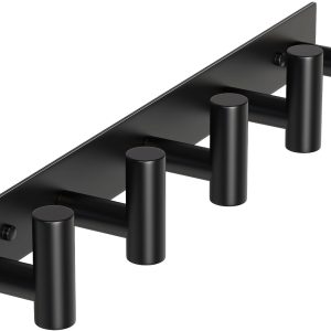 competitive pricing hufeeoh coat hooks wall mount, black t shaped 5 hooks stainless steel wall hooks towel rack for hanging, heavy duty key holder hat rack used for bathroom mudroom entryway one-stop wholesale