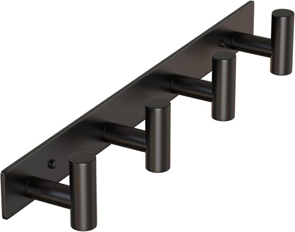 competitive pricing hufeeoh coat rack wall mount, black t shaped 4 hooks coat hooks for bathroom, heavy duty wall hooks towel hooks for hanging, stainless steel purse hanger towel rack for mudroom bathroom entryway one-stop wholesale