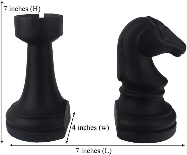 supplier direct decorative bookends chess bookends, black book ends heavy book supports, unique bookends decor for office home desk bookrack, 7"(l) x4(w) x7(h), 1pair/2piece wholesale prices