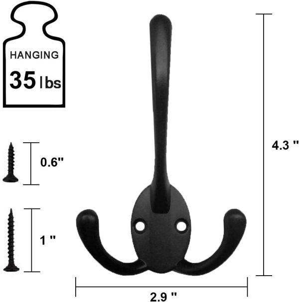 competitive pricing wall mounted coat hooks 5 pack heavy duty black hardware robe hooks decorative for single hanging coats towel cubicle classroom kitchen bath backpack hat hook one-stop wholesale