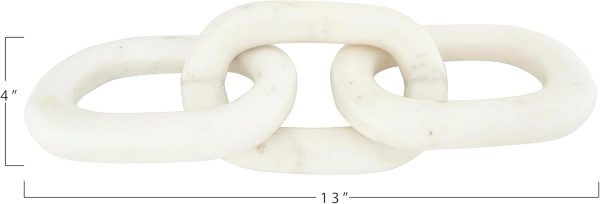 dropship from factory bloomingville 13"l decorative marble chain link figurine, white mass production supply