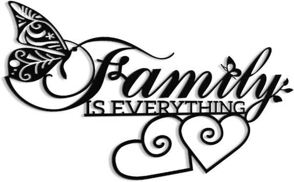 factory direct xort family sign metal wall decor, metal family wall art, family is everything sign for living room, bedroom wall hanging decor. (black - 16 x 10 inch) volume discount
