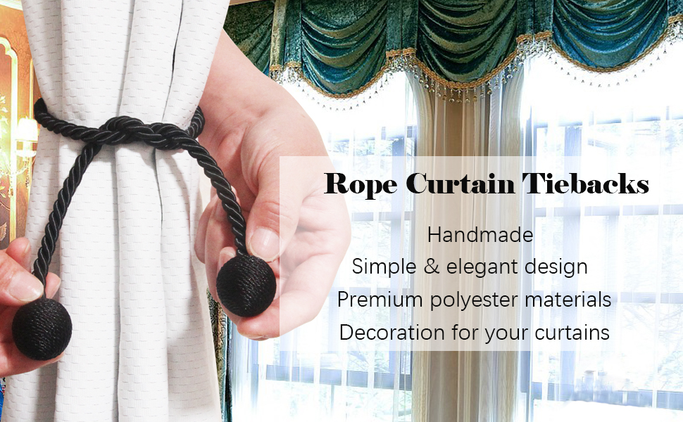 bulk purchase curtain tiebacks outdoor elegant decorative tie backs modern rope tiebacks for drapes window curtain holdbacks for draperies (blue, 2) factory discount