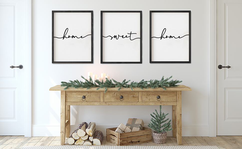 bulk purchase heiple set of 3 framed farmhouse home sweet home sign 11’’x14’’ above bed wall decor for bedroom decor and living room wall art wood signs (black, 11''x14) trade price