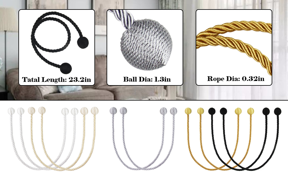 bulk purchase curtain tiebacks outdoor elegant decorative tie backs modern rope tiebacks for drapes window curtain holdbacks for draperies (blue, 2) factory discount