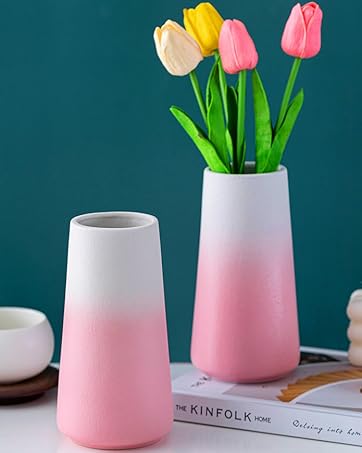 oem/odm services white vase - white ceramic vase, 6“ white flower vase, bright white not off white, boho vase for pampas grass, minimalist modern textured vase for home decor, table shelf living room farmhouse decor affordable bulk deals