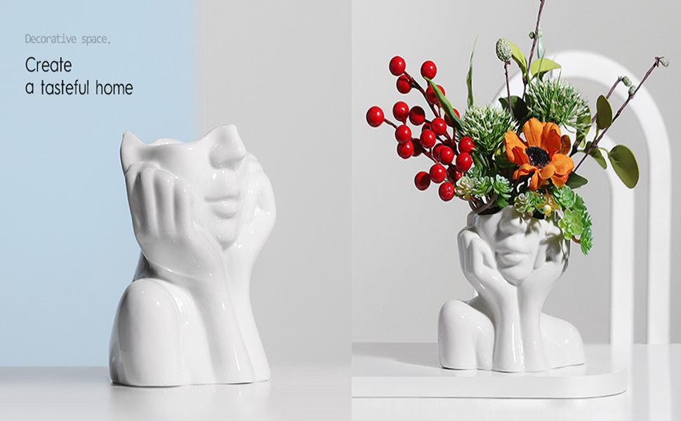 oem/odm services brownlove ceramic face vase white flower vase for decor female form face vase art vase modern decorative vase centerpiece for table shelf living room office bedroom small affordable bulk deals