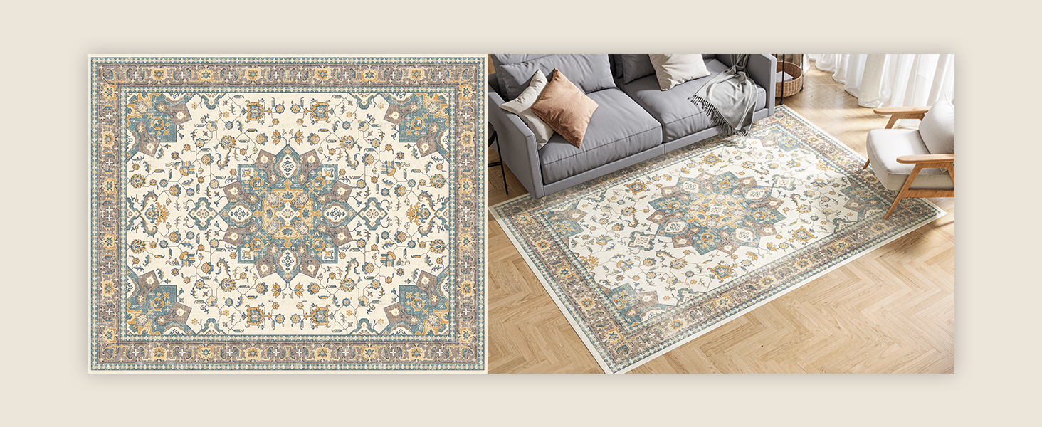 global sourcing dripex vintage collection washable area rug - 2x3 door mat small entryway rug distressed non-slip low-pile floor carpet for indoor front entrance kitchen bathroom living room bedroom oem/odm services