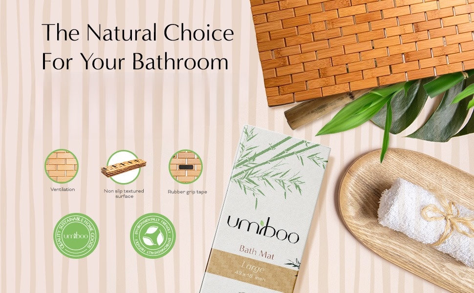 manufacturer direct bamboo bath mat (48 x 16 inches, large) or rug made of natural bamboo with wooden look, floor accessories for bathroom shower, sauna, spa, indoor or outdoor, non slip and water resistant trade price