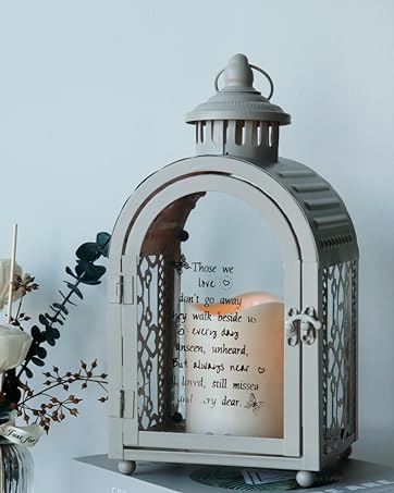 custom wholesale trirocks rustic style metal candle lantern 13'' high decorative outdoor lantern candle holder with tempered glass for christmas living room garden patio parties indoors outdoors (black) oem/odm services