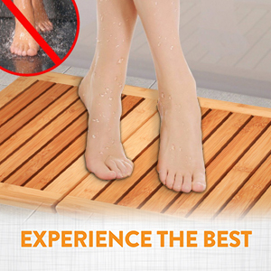 manufacturer direct bambüsi bamboo bath mat - foldable wood shower mat for easy storage, non-slip bathroom mat, versatile for indoor and outdoor use, ideal floor mat for spa, sauna, pool, 24
