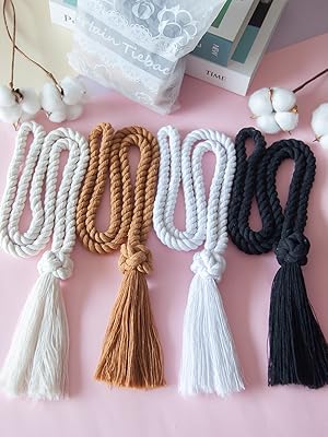 bulk purchase 6pcs curtain ties for drapes - beige curtain ties decorative rope - tassels for curtains drape tiebacks for gazebo, farmhouse outdoor curtain tiebacks factory discount