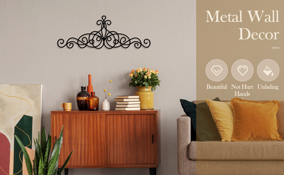 factory direct zhengmy metal wall decor small traditional metal scroll wall art decor rustic iron wall medallion metal scroll wall art small iron metal wall plaque for home living room decoration(black) volume discount