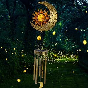 producer to buyer jyps sun moon solar wind chimes for outside crackle glass ball waterproof wind chimes outdoor clearance deep tone garden decor birthday unique gifts for women mom grandma windchimes gardening discounted pricing