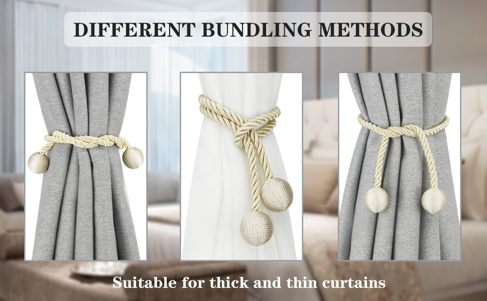 bulk purchase curtain tiebacks outdoor elegant decorative tie backs modern rope tiebacks for drapes window curtain holdbacks for draperies (blue, 2) factory discount