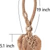 bulk purchase 2 pack boho curtain tiebacks,hand knitting cotton curtain holdbacks with adjustable natural wooden bead,double leaves farmhouse theme curtain tie backs, for indoor outdoor drapes decorative,(apricot) factory discount