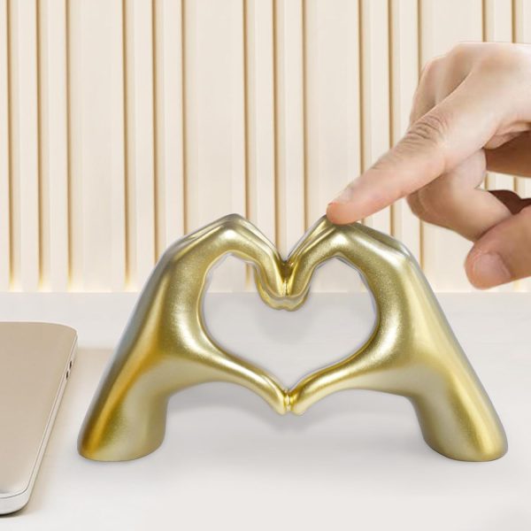 dropship from factory gold decor,heart hands sculpture for living room decor,love finger modern statue for boho wedding decorations,sculptures home decor for shelves mass production supply
