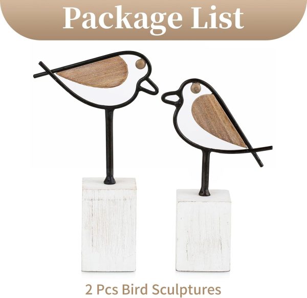 dropship from factory sziqiqi bird statues for home decor - small cute robin birds figurines accent for shelves mini knick knacks metal bird sculptures with wood base bird animal decor for living room gifts for bird lovers mass production supply