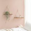 bulk purchase mkono macrame hanging shelves boho wall decor set of 2 rustic wood floating storage shelf for bedroom bathroom living room nursery dorm room, display shelving for hanging plants photos trade price