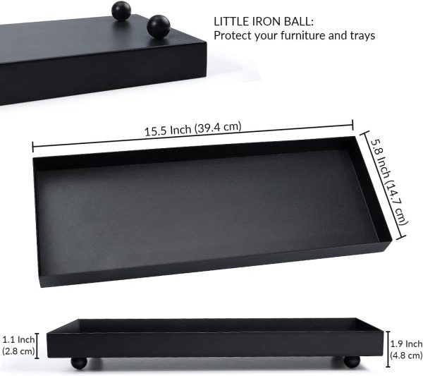 wholesale direct rectangle black matte metal tray, suit for candle holder, vanity decor projects, bathroom toilet tank tray, perfume or jewelry storage, and coffee table centerpiece bulk purchase at factory prices