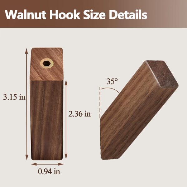 competitive pricing wood wall hooks, 4pack coat hooks wall mounted rustic wooden hooks natural robe hook hanging bathroom clothes hanger hat & bag decorative hooks heavy duty entryway wall hangers towel hooks(walnut) one-stop wholesale