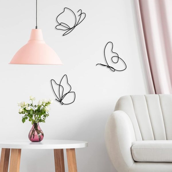 factory direct 5 pieces butterfly metal wall decor butterfly metal wall art black hanging decorations wire flowers decor butterfly wall decals for indoor outdoor wedding birthday party walls, 5 styles volume discount