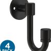 competitive pricing franklin brass bar (4-pack) single wall hooks 1-prong coat/hat matte black hooks for hanging wall mount hanger clothes, purse, bag, towel organization decorative wall hooks b47246k-fb-c one-stop wholesale