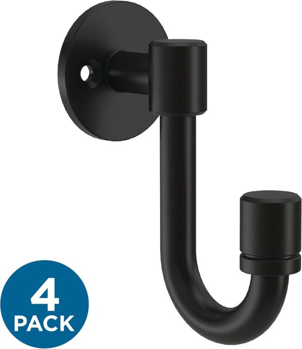 competitive pricing franklin brass bar (4-pack) single wall hooks 1-prong coat/hat matte black hooks for hanging wall mount hanger clothes, purse, bag, towel organization decorative wall hooks b47246k-fb-c one-stop wholesale