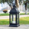 custom wholesale trirocks rustic style metal candle lantern 13'' high decorative outdoor lantern candle holder with tempered glass for christmas living room garden patio parties indoors outdoors (black) oem/odm services