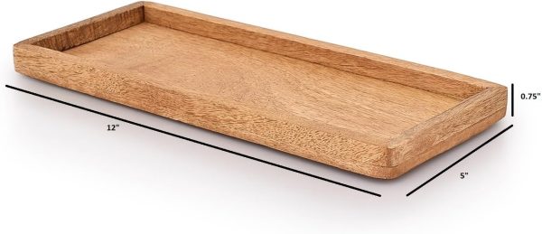 wholesale direct samhita mango wood serving platter with raised edge -set of 3 for display fruit snacks appetizer sushi food decorative (12" x 5" x 0.75") bulk purchase at factory prices