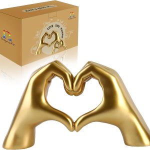 dropship from factory gold decor,heart hands sculpture for living room decor,love finger modern statue for boho wedding decorations,sculptures home decor for shelves mass production supply