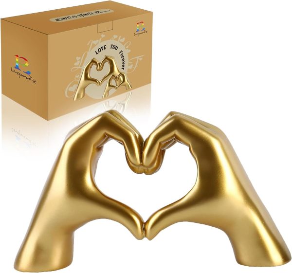 dropship from factory gold decor,heart hands sculpture for living room decor,love finger modern statue for boho wedding decorations,sculptures home decor for shelves mass production supply