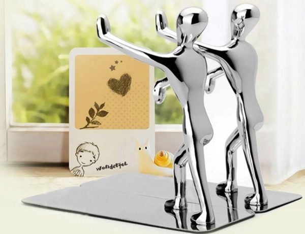 supplier direct fasmov heavy duty stainless steel man bookends nonskid bookends art bookend,1 pair(silver) wholesale prices