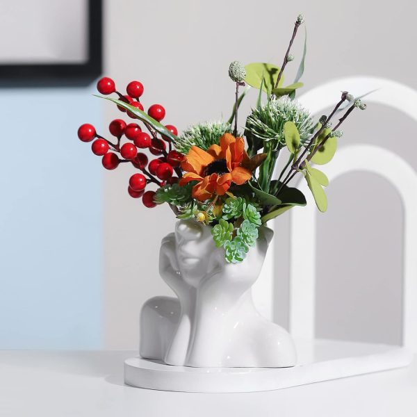 oem/odm services brownlove ceramic face vase white flower vase for decor female form face vase art vase modern decorative vase centerpiece for table shelf living room office bedroom small affordable bulk deals