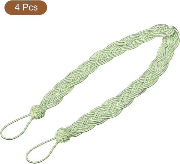 bulk purchase uxcell 4pcs curtain tiebacks, 58cm/23 braided drapery holdback holder decorative rope tie back, green/silver factory discount