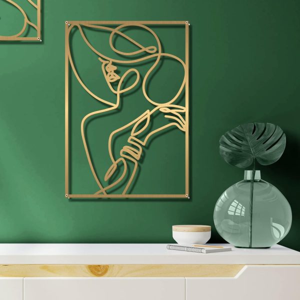 factory direct glamativity 4 pack gold wall art décor, minimalist décor single line art wall décor, real metal wall art, woman's body shape abstract wall art (gold elegant style, m size 17 x 11.8'') volume discount