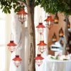 custom wholesale yakii 2 pack solar lantern hanging waterproof outdoor metal solar lamp with warm white light decorate for yard garden pathway patio porch decor (red) oem/odm services