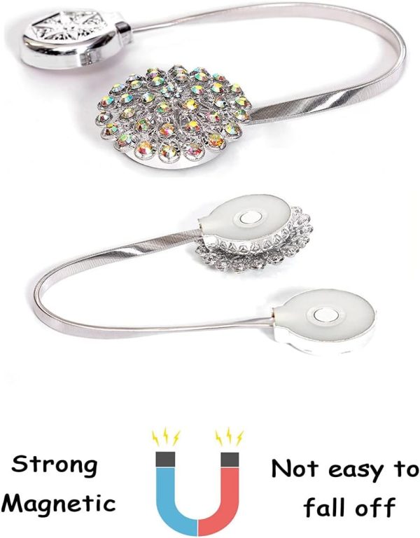 bulk purchase magnetic tiebacks for curtains, 2 pack sparkling crystal flower curtain tiebacks curtain buckle clips with high-elastic spring wire for home office decoration (white) factory discount
