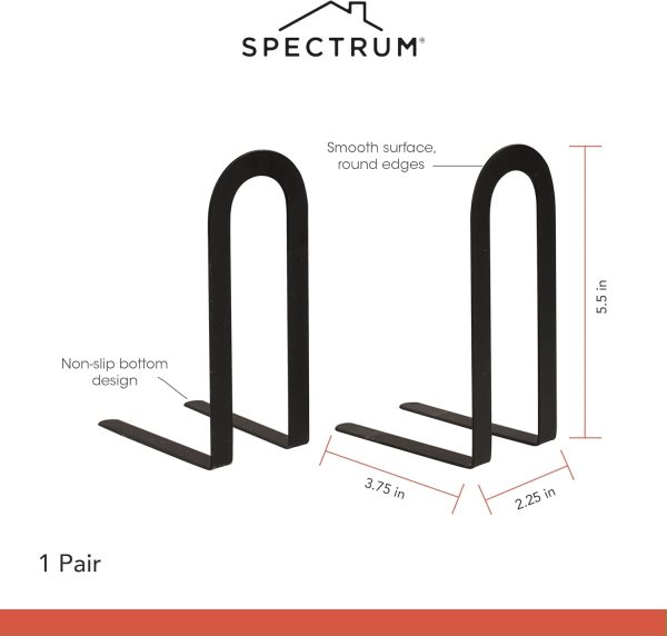 supplier direct spectrum elements book ends for shelves, small - decorative bookends book shelf organizer for heavy & light books - modern metal book holders with minimalist design - black wholesale prices