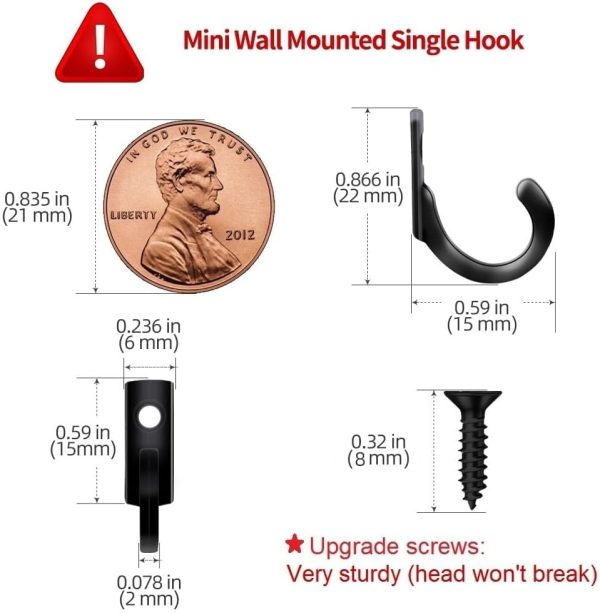 competitive pricing 58 pieces key hooks, blacks small hooks, single hooks for hanging hat, jewelry, steel metal hooks, kitchen towel little hook with black screws for farmhouse retro crafting projects one-stop wholesale