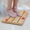 manufacturer direct bamboo wooden mini bath shower mats for small bathroom, small bamboo wood bathroom floor mat, sturdy and easy to clean(15.8 x 10.2 inch) trade price