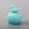 dropship from factory sevenbees blue ceramic jewelry box with bird statue, 2 drawers, ring holder, decorative animal statue, gifts for home decor, wedding, birthday, christmas mass production supply